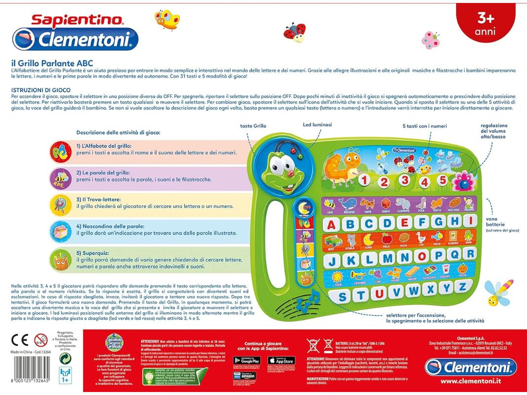 Clementoni Sapientino - Alfabetiere Grillo ABC - Gioco Educativo Parlante 3+ - immagine 4