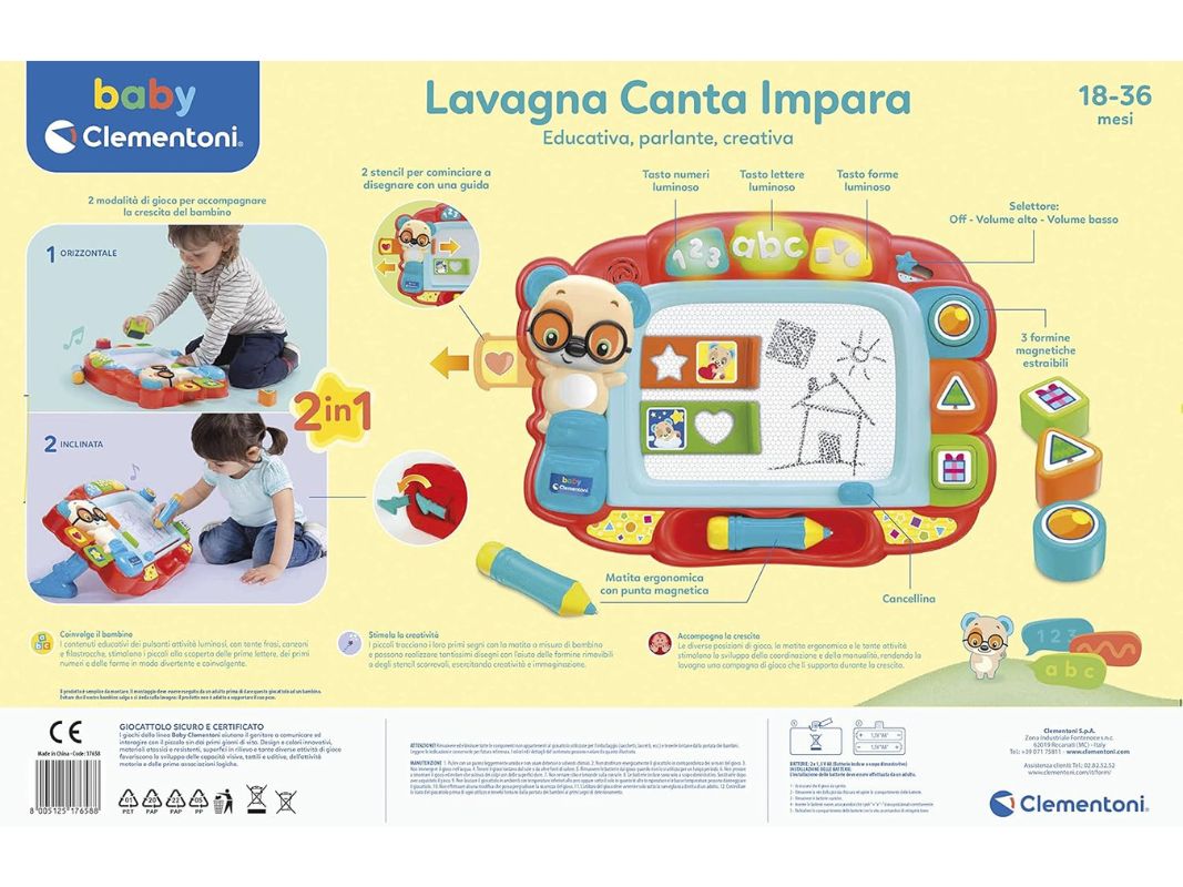 Clementoni Baby Lavagna Canta e Impara Magnetica Bambini 18-36m - immagine 3